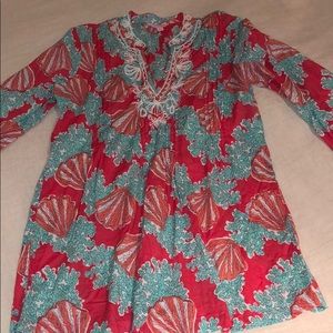 Lilly Pulitzer coral and seashell tunic